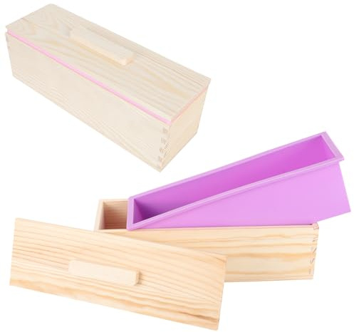 GRIRIW Set 2 Teglie per Plumcake in Legno con Coperchio Stampo Rettangolare per Pane e Toast Fai da Te Contenitore Antiaderente per Cottura al Forno e Conservazione Adatto per Forno e