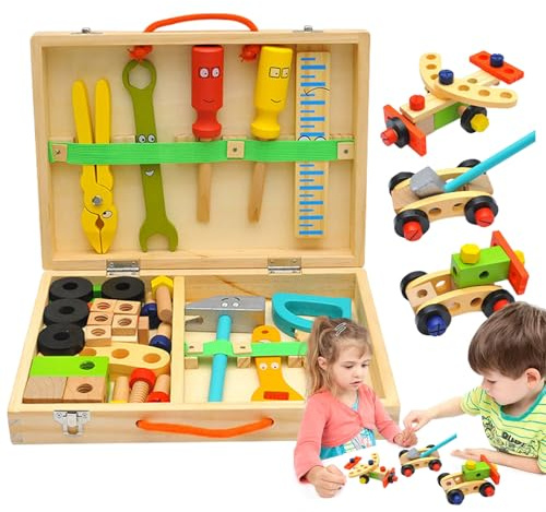 Cassetta degli attrezzi in legno STEM giocattolo educativo | Gioco Cassetta degli attrezzi per bambini – Per la cameretta dei bambini, sala giochi, asilo compleanno ragazze 2 3 4 anni