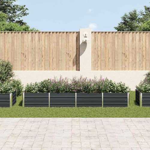 WGYHOME Aiuola rialzata in acciaio zincato antracite, 160 x 39,9 x 77 cm, extra large, per verdure, aiuola da giardino, balcone e terrazza