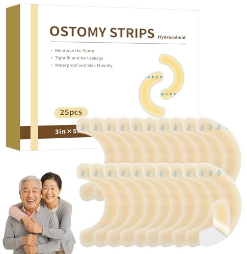 Tiras de barrera para estomía, 25 unidades, cinta elástica de barrera para ostomía, respetuosas con la piel, hidrocoloide, tira de arco adhesiva, tiras extensoras de barrera de ostomía, suministros