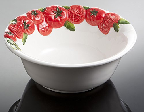 Bassano Ausgefallene italienische Keramik runde Tomaten Salat-Schüssel-Schale Rosso 26x9