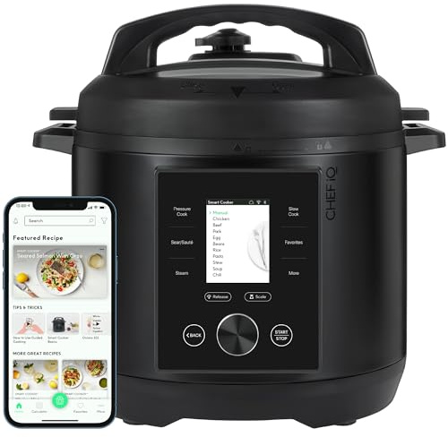 CHEF iQ Smart Pressure Cooker with WiFi and Built-in Scale - Easy-to-Use 10-in-1 Multicooker with 500+ Guided Recipes - Rice Cooker, Slow Cooker, Instant Meals for Foodies - 6 Quart - Family Size