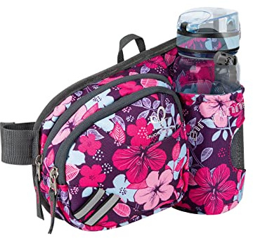 WATERFLY Gürteltasche Bauchtasche mit Flaschenhalter Damen und Herren, Atmungsaktiv Sport Hüfttasche für Laufen Radfahren Camping Klettern Reisen Wandern Joggen Hundetraining