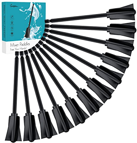 Resin Mixer Paddles, Suzzam 12 Pcs Epoxy Mixing Paddle Paint Mixer for Drill, Reusable Paint Stirrer for Resin, Silicone Mixing, Paint