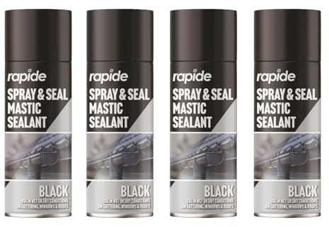 PNJB, Black Spray, Seal Mastic Black Spray, Repair Cracks Roofs Window, Paint Sealant Roof Window Pipes Guttering, Superior Long Lasting Seals, Seal Fix Waterproof Mastic Sealant 400 ml (4 PCS)