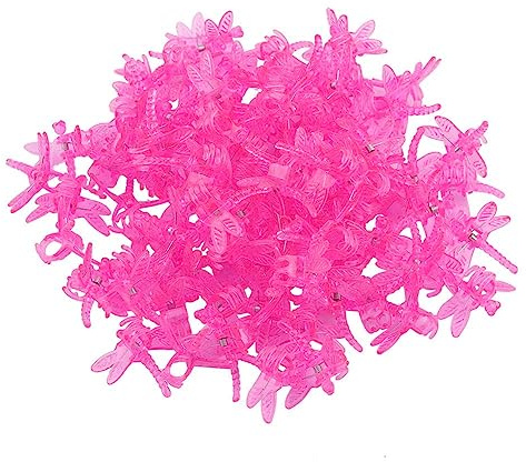 Lwuey Orchideen Klammern, 100 Stück Garten Pflanzen Clips Libelle-Form Blumenklammern Pflanzenklammern Kunststoff Stützen Verhindern Kletterpflanzen Klammern Klein Pflanzenclips Orchideenclips(Rosa)
