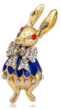 Rhinestone Bow Rabbit Brooch Pin for Women Girls Men Gold Plated Fashion Cute Crystal Bow Enamel Cartoon Bunny Gentleman Brooches Lapel Pins Luck Decor Dress Accessories Easter Holiday Jewelry Gift