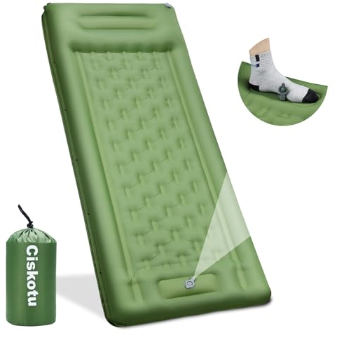 Isomatte Selbstaufblasend, 12CM Luftmatratze Mit Fußpumpe, Outdoor Camping Ultraleicht Kleines Packmaß Schlafmatte Matratze