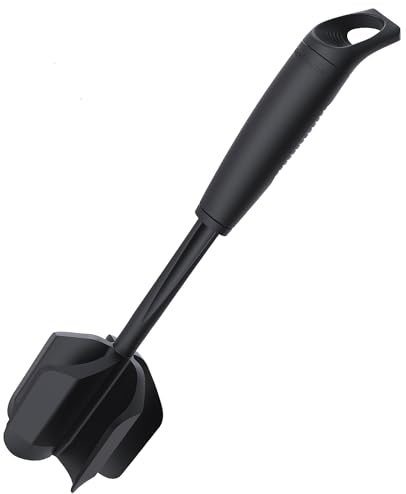 Ourokhome Upgrade Meat Chopper and Potato Masher, Heat Resistant Ground Meat Smasher for Hamburger, 5 Curved Blades Ground Beef Smasher, Nylon Non Stick Mixer, Stirrer and Kitchen Gadgets, Black