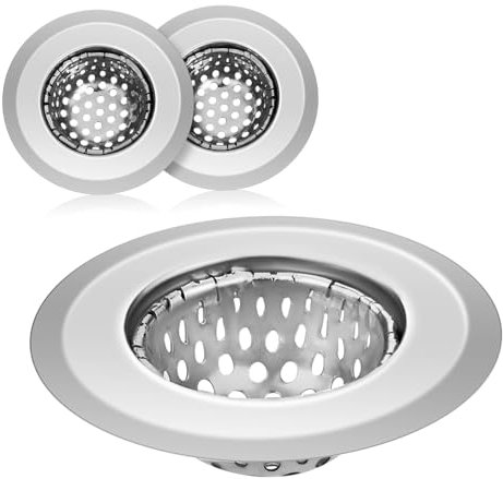 jojofuny 3 Pcs Stainless Steel Sink Strainer Basket 5.5cm Mesh Filter, Kitchen and Bathroom Drain Screen Protector for Sink Drain, Sturdy Metal Mesh Strainer for Household Use