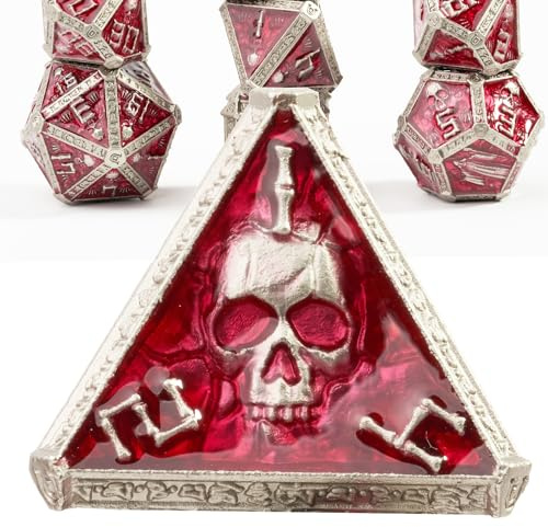 Mystery Skull Metal DND Cube Set pour Donjons et Dragons, Cthulhu DCC Magie Unique RPG Jeu de Rôle Accessoires Cadeaux (Rose)