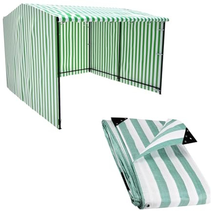 170gsm Green Heavy Duty Striped Tarpaulins (9M X 14M (30 X 45)) - Waterproof Versatile Outdoor Market Stall Sheet Cover