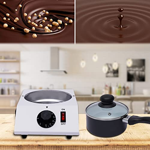 Juego de ollas eléctricas para derretir chocolate con sartén antiadherente para fondue de 220 V, máquina eléctrica de fusión de fondue para chocolate con revestimiento de cerámica de aluminio,