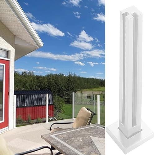 RAABYU Poteau de Garde-Corps en Verre et Acier Inoxydable Blanc, système de Garde-Corps de Balcon, Colonne de séparation, quinc