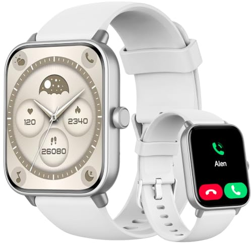 Smartwatch Damen 1.85 Smart Watch mit Alexa, Herzfrequenz/SpO2/Kalorien/Stress- und Schlafmonitoring, IP68 Wasserdicht Sportuhr mit Telefonfunktion, 100+ Sportmodi Fitnessuhr für Samsung Android iOS