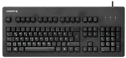 CHERRY G80-3000, Mechanische Tastatur, Deutsch QWERTZ, MX Blue, Schwarz | Ideal für Industrieanwendungen, Kabelgebunden (USB-A Anschluss), Robust, Programmierbare Tasten, Original CHERRY Switches