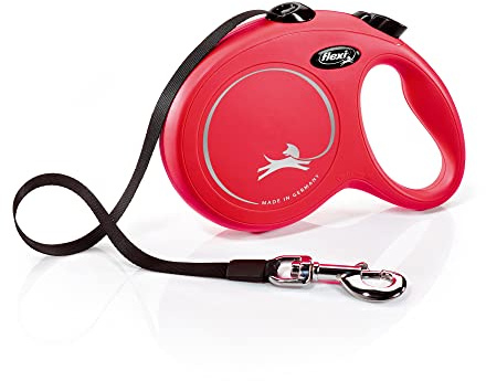 flexi® Classic L | 8m Gurt Roll-Leine für Hunde bis 50 kg | Rot | ausziehbare Hundeleine | Gewicht 534.3 gr | Maße 14.7 x 20.9 cm