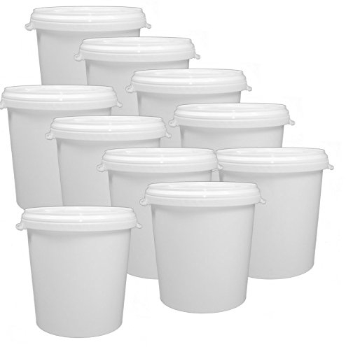15 x 30 Liter Eimer leer Leereimer weiß Hobbock Futtermischeimer mit Deckel weiss
