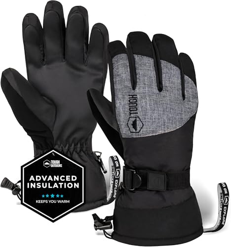 Tough Outdoors Ski Gloves Men Women - Black Snow Ski Gloves Women & Men - Adult Ladies Men's Insulated Warm Waterproof Winter Glove - Snowboard Skiing Snow Cold Weather Water Proof