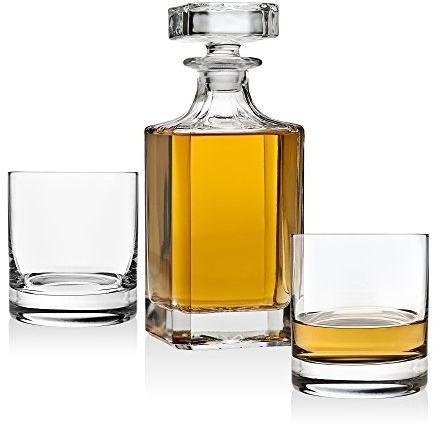 Lefonte Whiskey Decanter set for Liquor Scotch Bourbon or Wine, Includes 2 Old Fashioned Whisky Glasses