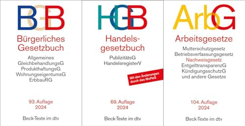 BGB + HGB + ArbG in der je aktuellen Auflagen im Set + exklusive Sticky Notes