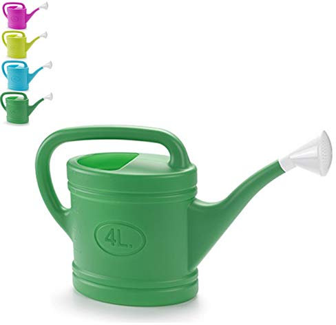 Tradineur - Regadera de plástico - Capacidad 4 litros - Utensilios de jardinería, riego, casa, balcón, terraza - Color Aleatorio