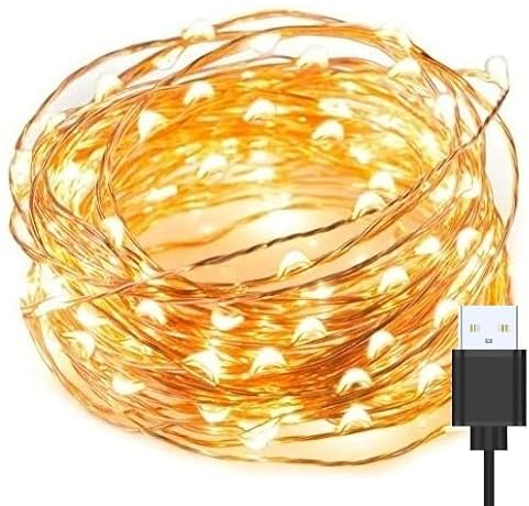 USB Powered Fairy LED Lights Indoor Decorative String Lights Waterproof Copper Wire Firefly Lights for Jars, Christmas Tree Decoration, Birthday Party and More Warm White (5M/16Ft. 50 LEDs)