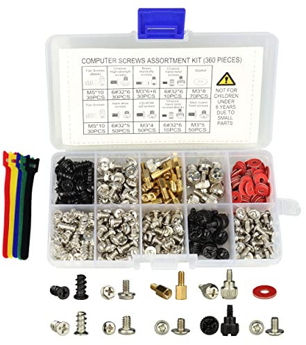 Computer Screws Standoffs Assortment Kit for Hard Drive Computer Case Motherboard Fan Power Graphics