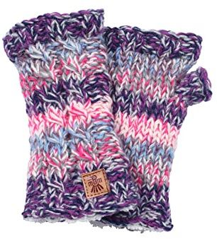 Handwärmer für Damen, Wolle, Sherpa-Fleece, handgestrickt, Rosa, mehrfarbig, Einheitsgröße, handgefertigt, extra warm, Pachamama, Fair Trade