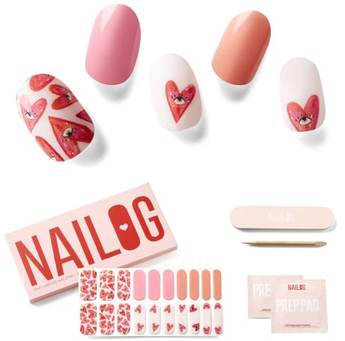 NAILOG Nagelfolie uv Härtend - 20 Stück UV Nagelfolie Langanhaltend Nagelsticker Selbstklebend Gel-Nagelstreifen für Maniküre in Salonqualität, Pink Gaze