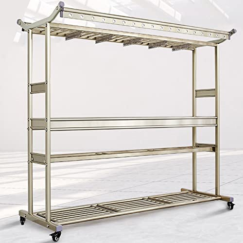 Tendedero de acero y aluminio, Tendedero Balcón Barandilla, Tendedero Radiador, Tendedero Extensible y Ajustable para Ropas con Ruedas, para ropa interior, suelas de zapatos, ropa de bebé, guantes ( C