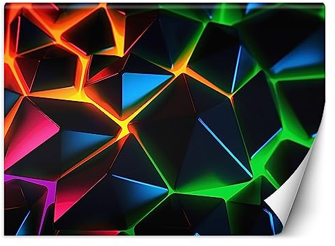 Feeby Papier Peint Intissé Néon Gamer Gaming 100x70 cm multicolore XXL Moderne Décoration Murale Tableaux Muraux Tapisserie Salon Chambre à coucher Adolescent Effet 3D