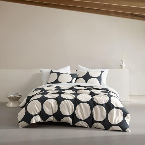 Marimekko - King Duvet Cover Set, Organic Cotton Bedding with Matching Shams, Bold & Modern Home Decor, GOTS Certified (Kivet Grey, King)