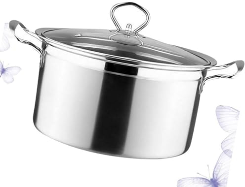 THEGA Pentola per Zuppa di Pesce - Pentola per Zuppa, Pentola da Cucina in Acciaio Inossidabile con Coperchio Casseruola Pentola da Cuoco Pentola per Latte Anti Trabocco
