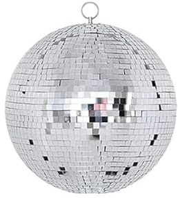 12 Inch Large Disco Ball Decorations, 70's 80's 90's Silver Rotating Glass Spotlight with Hanging Ring, for Holiday Party Music Wedding Dance Outdoor