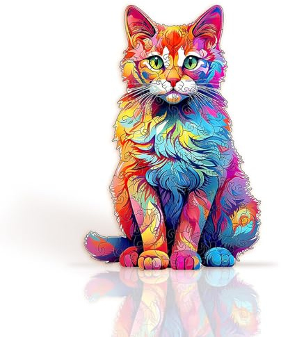 Holzpuzzle Erwachsene, Katze Holzpuzzle Tierform Puzzleteile, Kreative Geschenke Für Die Familienspiel Sammlung, Mit Geschenkbox, S