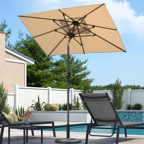 PURPLE LEAF Parasol Rectangulaire 120 x 180 cm Beige 8 Baleines Robustes