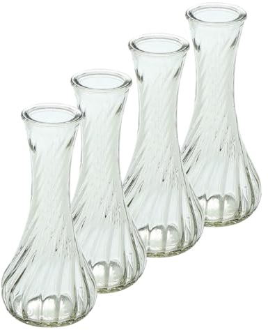 Warmhm 4 Stück Tischdeko Glasvasen aus Glas Dekorative Blumenvase für Blumenarrangement Zartes Geschenk für Zuhause