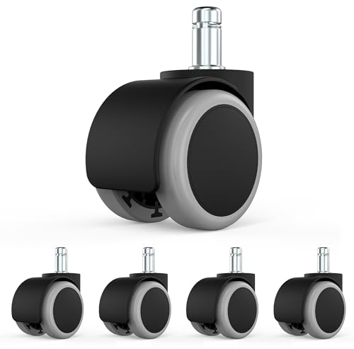 Rotelle per sedie da ufficio, rotelle di ricambio 10 * 22 MM per sedie da gioco, rotelle per sedie da ufficio per proteggere il pavimento, parquet, laminato, piastrelle (5PCS, Grigio)