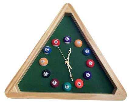 Baoblaze Billard-Billardball-Uhr zum Aufhängen, Ornament, Heimdekoration, 35,6 cm, dreieckige Billardtisch-Wanduhr, Nicht tickende Qualität, für Spielzimmer