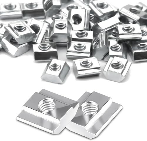 Ziamzra 80 stycken spårstenar M5-spårstenar 20-serien T spårskena M5 spårsten kolstål glidmuttrar tunga 6-typ B glidmuttrar M5 för aluminiumprofil extruderingsspår