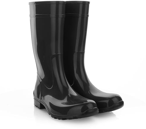LEMIGO Damen Gummistiefel Wasserdicht Hohe Regenstiefel Gartenschuhe 967 Ilse (Schwarz, 39)