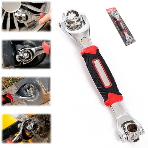 Socket Spanner,52 In 1 Universal Socket Spanner Wrench,Multifunctional Socket Wrench, Adjustable Spanner Wrench,Stainless Steel Repair Tools 360 Degree Rotating Wrench,for Furniture Auto Car,Sink