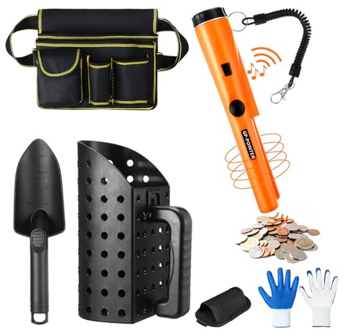 Lanties Metalldetektor-Pinpointer inklusive Sandsiebschaufel und Schaufelhandschuhen, Findet Tasche, halbwasserdicht, Handdetektor, Metalldetektor, Metalldetektor-Zubehör für Erwachsene und Kinder