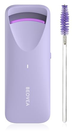 BEOVEA Heated Eyelash Curler - Travel Electric Lash Curler with Heat Sensitive Silicone Pad Fast Heat up whin 8s 24hrs Long Lasting Mini Size Rechargeable to Style Natural Eyelashes