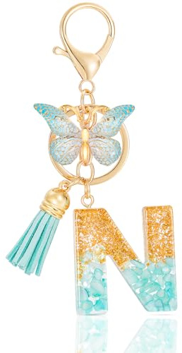 MWOOT Letter Keychain Initiale Buchstaben Schlüsselanhänger,Alphabet Harz Key Chain Anhänger Handtasche Geldbörse Charm