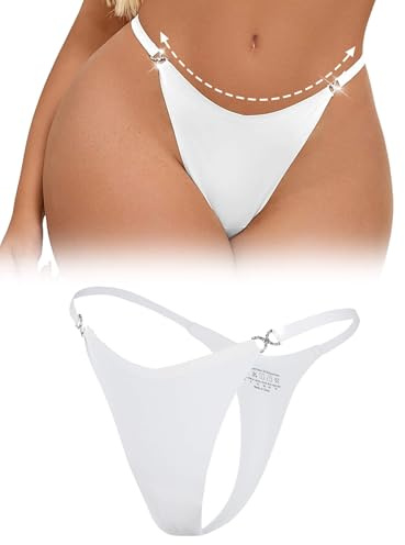 ohyeahlady sömlösa trosor dam sömlösa underkläder sträng strass hipster kvinnor G-string stora storlekar trosor underkläder kvinnor T-back stringtrosor stretch trosor bikini, Vit, M