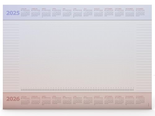 Schreibtischunterlage Desktop Assistent AMBIENT aus Papier DIN A2 | Kalendarium, viele hilfreiche, praktische Features | 25 Blatt | Notiz Unterlage | mit extra Kalenderblatt (Motiv Farbverlauf)