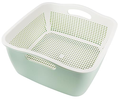 1 Pcs Green Double-Layer Draining Basket - Multi-Purpose Plastic Basket Stackable Wash Drain Basket for Kitchen Washing Fruits and Vegetables