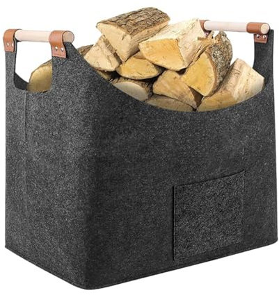 Panier À Bois De Chauffage En Feutre, Sac Fourre-tout De Transport De Cheminée – Sac De Transport Portable Et Robuste En Bois, Supports De Transport De Bûches De Cheminée Réutilisables Pour L'hiver, L